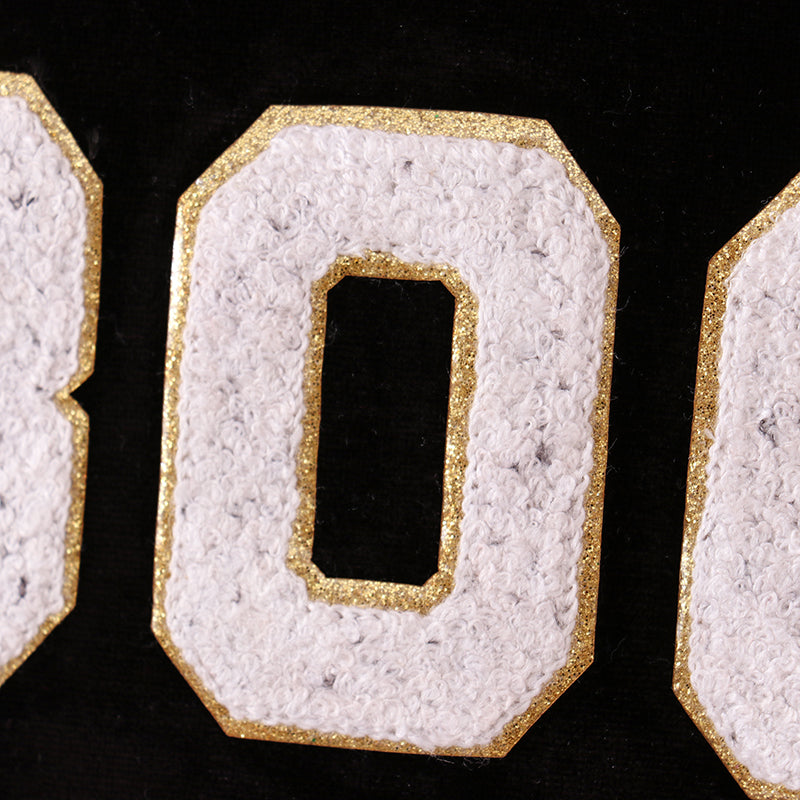 (In Stock E31-4-2)Girls Halloween Chenille Patches Velvet Dress