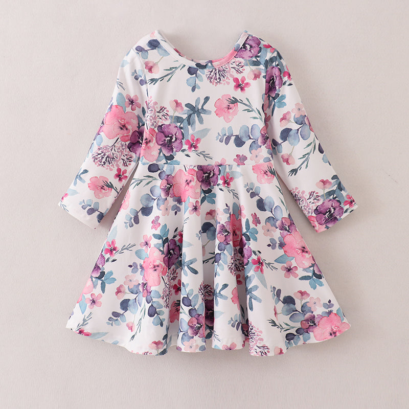 (In Stock E21-5-2)Fall Girls Floral Print Dress