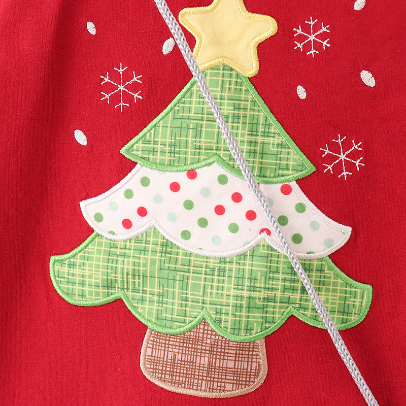 (In Stock E0-2-1)Girls Christmas Applique Dress with Bag