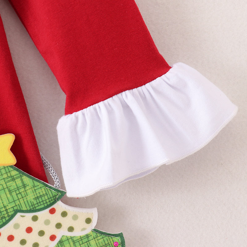 (In Stock E0-2-1)Girls Christmas Applique Dress with Bag