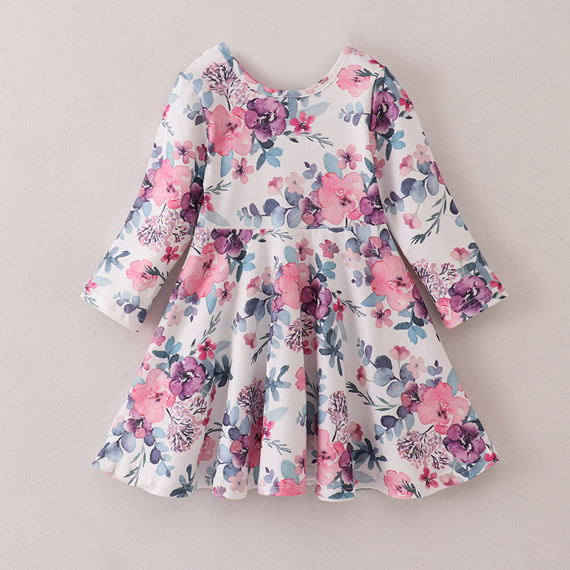 (In Stock E21-5-2)Fall Girls Floral Print Dress