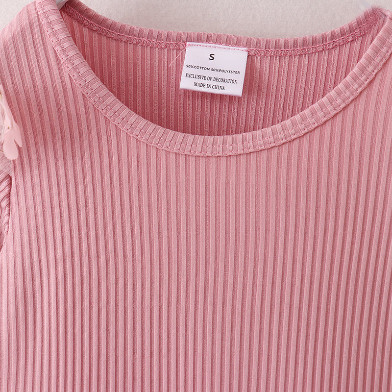 (In Stock E33-1-3)Fall Girls Pink Floral Embroidery Tulle Dress