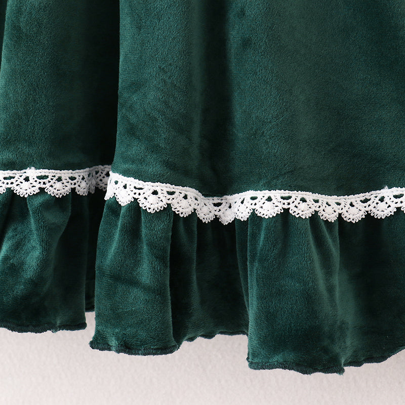 (In Stock G33-1-2)Girls Christmas Green Velvet Dress