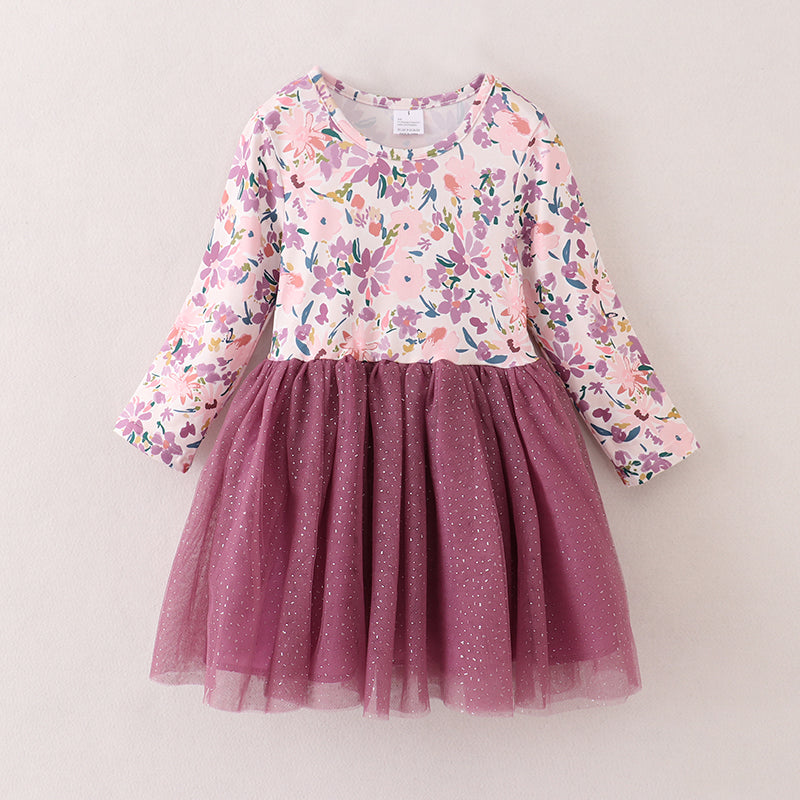 (In Stock E21-4-3)Fall Girls Purple Tulle Dress