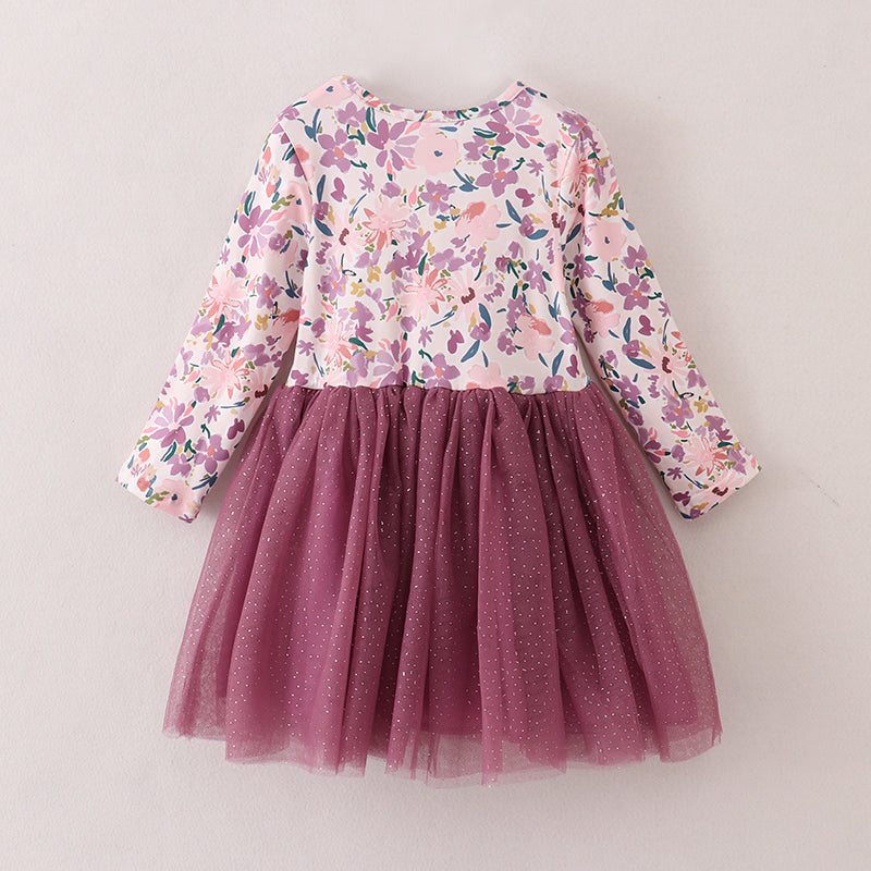 (In Stock E21-4-3)Fall Girls Purple Tulle Dress