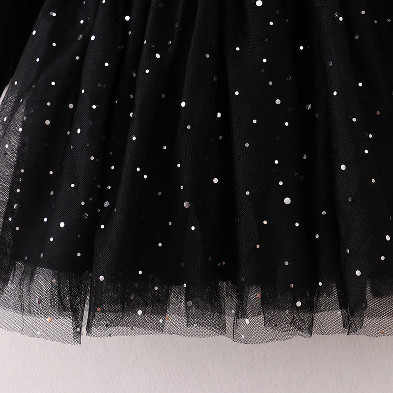 (In Stock E21-4-1)Girls Black Velvet Top Tulle Dress