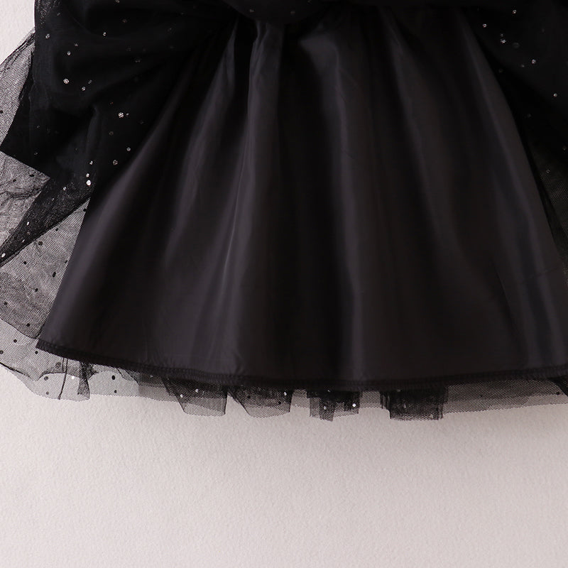 (In Stock E21-4-1)Girls Black Velvet Top Tulle Dress
