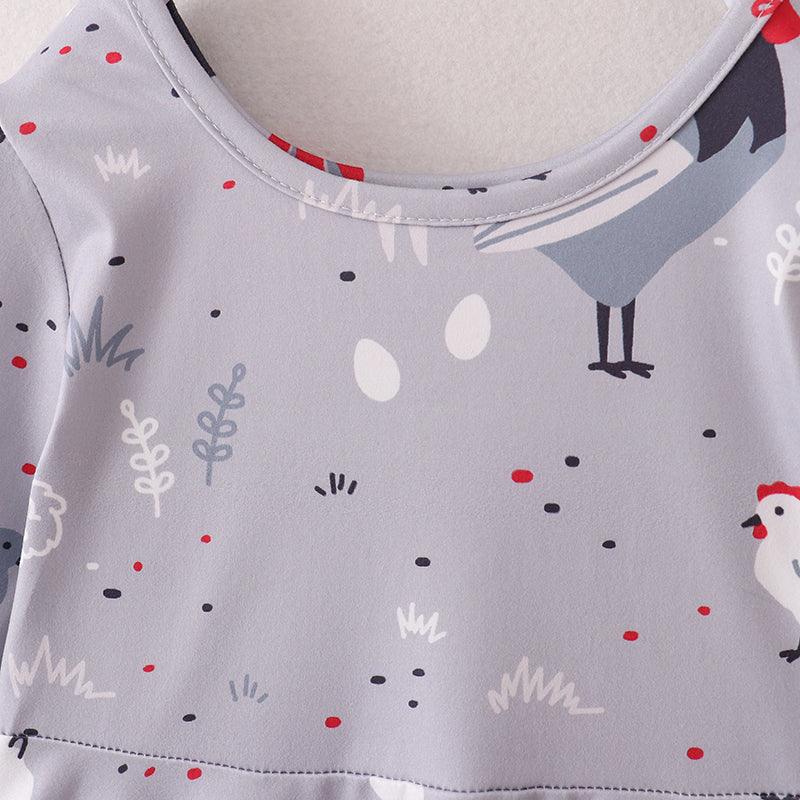 (In Stock E21-5-2)Fall Girls Chick Print Dress