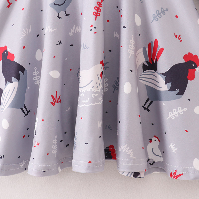 (In Stock E21-5-2)Fall Girls Chick Print Dress