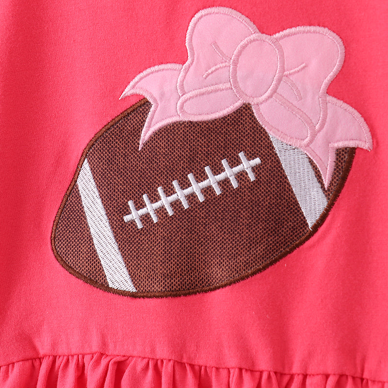 (In Stock E4-1-3)Girls Pink Football Applique Dress