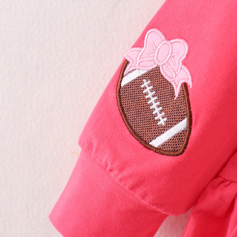 (In Stock E4-1-3)Girls Pink Football Applique Dress