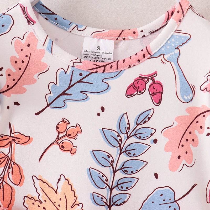 (In Stock E3-4-2)Girls Floral Print Coral Tulle Dress