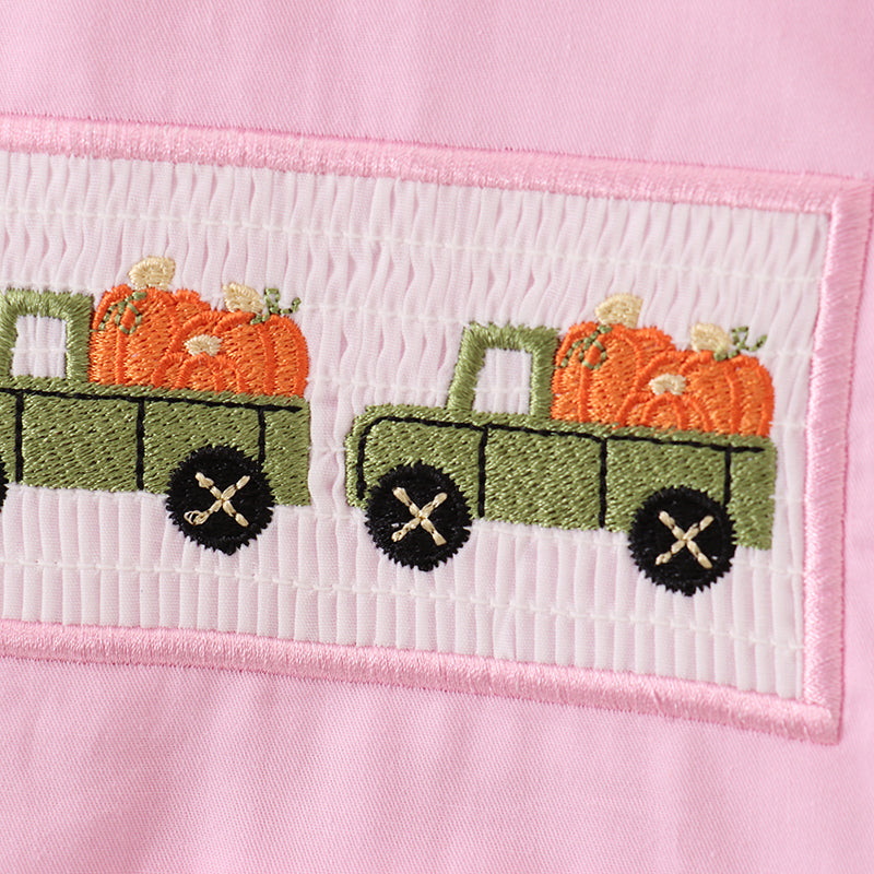 (In Stock E30-4-3)Girls Halloween Embroidery Smocked Dress