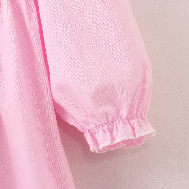 (In Stock E30-4-3)Girls Halloween Embroidery Smocked Dress