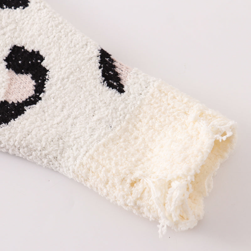 (In Stock L17-2-1)Mommy and Me Leopard White Sweater Cardigan