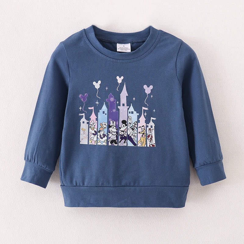 (In Stock E19-4-1)Mommy and Me Castle Print Top