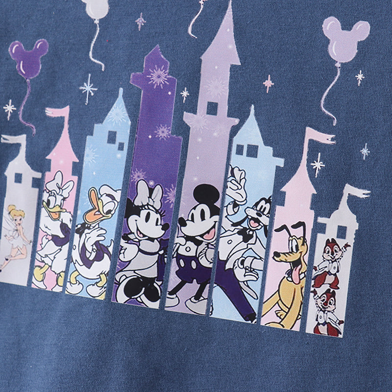 (In Stock E19-4-1)Mommy and Me Castle Print Top