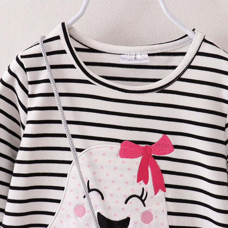 (In Stock)Girls Halloween Applique Dress with bag and socks