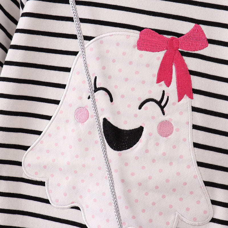 (In Stock)Girls Halloween Applique Dress with bag and socks