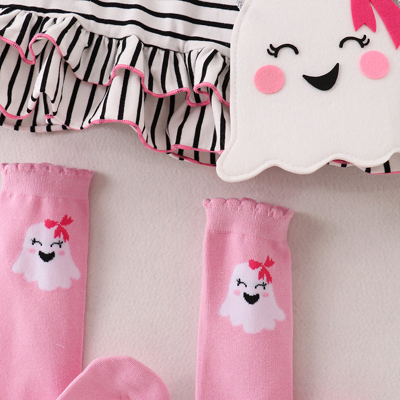 (In Stock)Girls Halloween Applique Dress with bag and socks