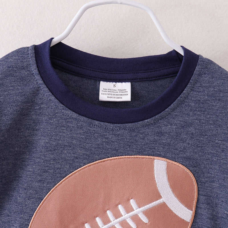 (In Stock E28-6-3)Boys Football Applique Top
