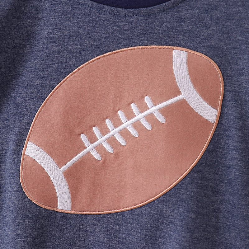 (In Stock E28-6-3)Boys Football Applique Top