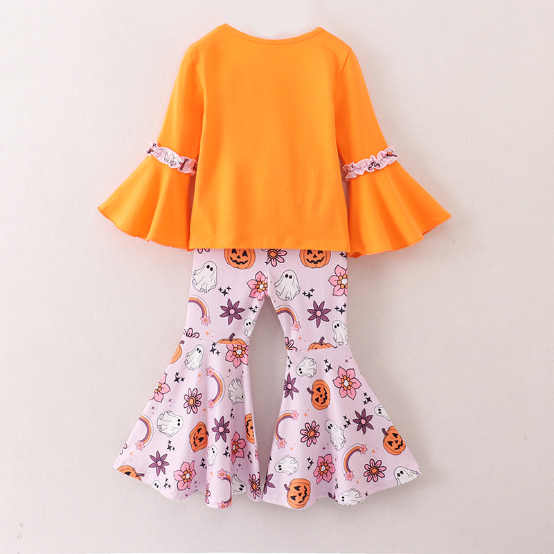 (In Stock E30-4-2)Girls Halloween Print Outfit Set