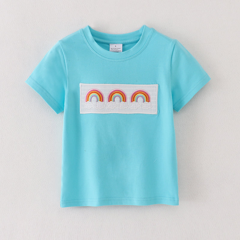 (In Stock)Boys Rainbow Embroidery Smocked T-shirt