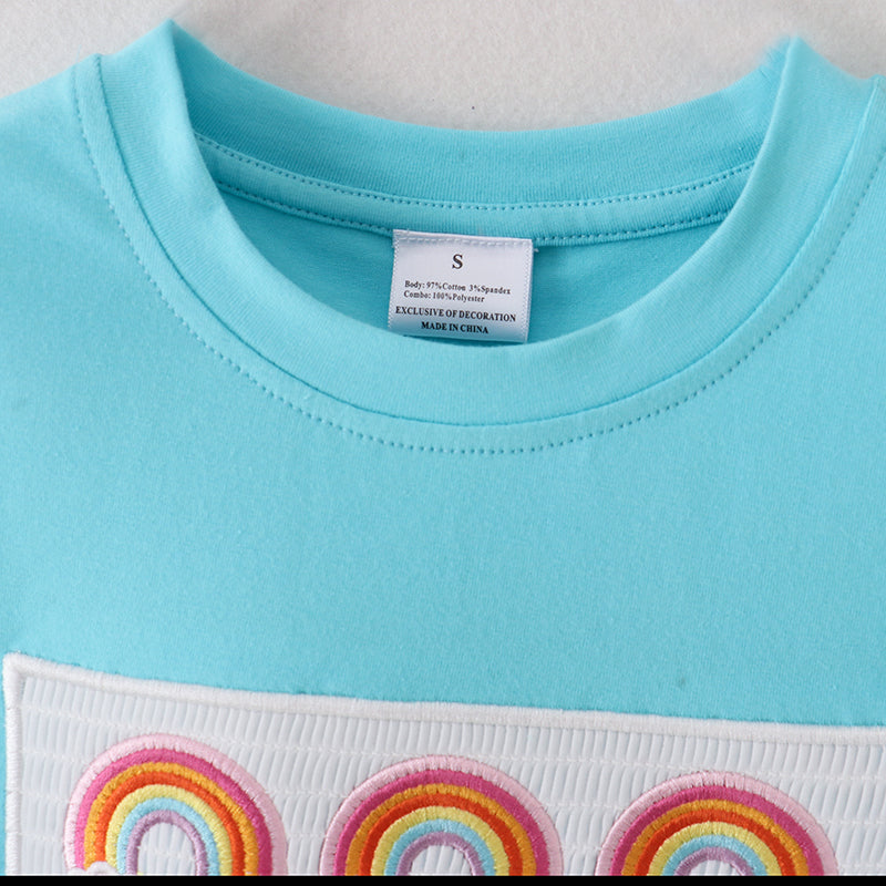 (In Stock)Boys Rainbow Embroidery Smocked T-shirt