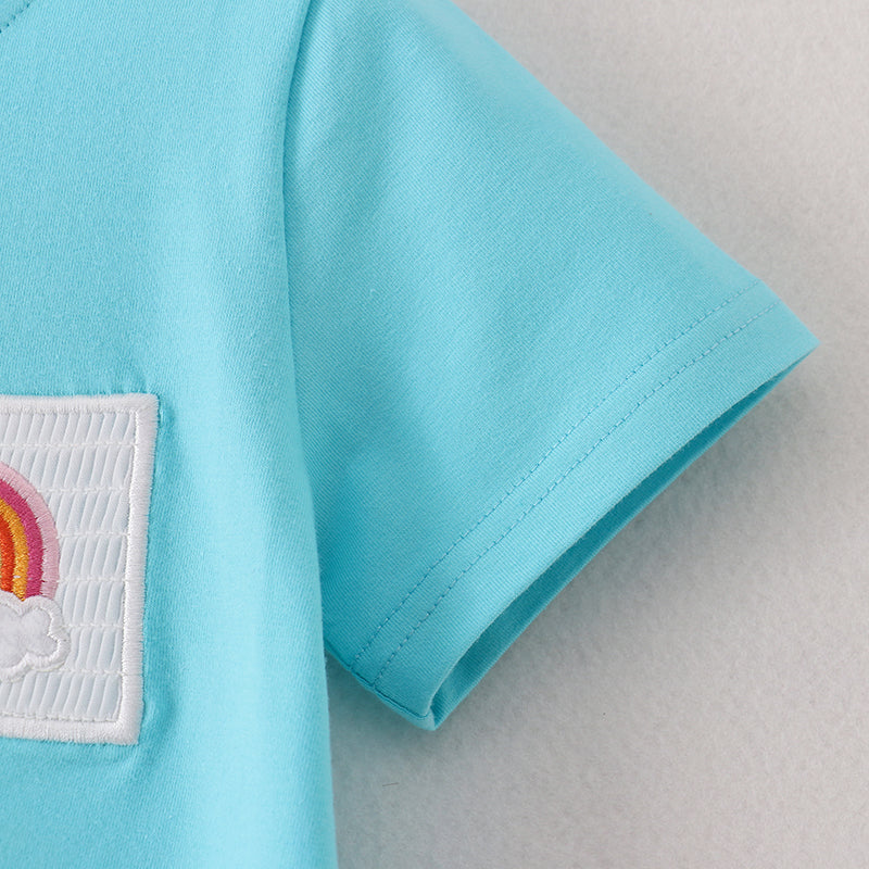 (In Stock)Boys Rainbow Embroidery Smocked T-shirt