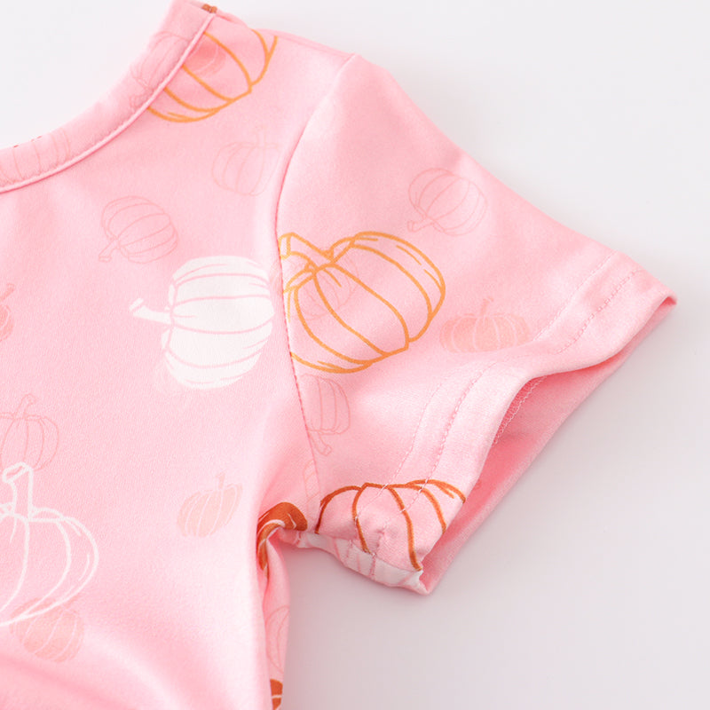 (Pre Order) Girls Fall Halloween Pink Pumpkin Twirl Dress