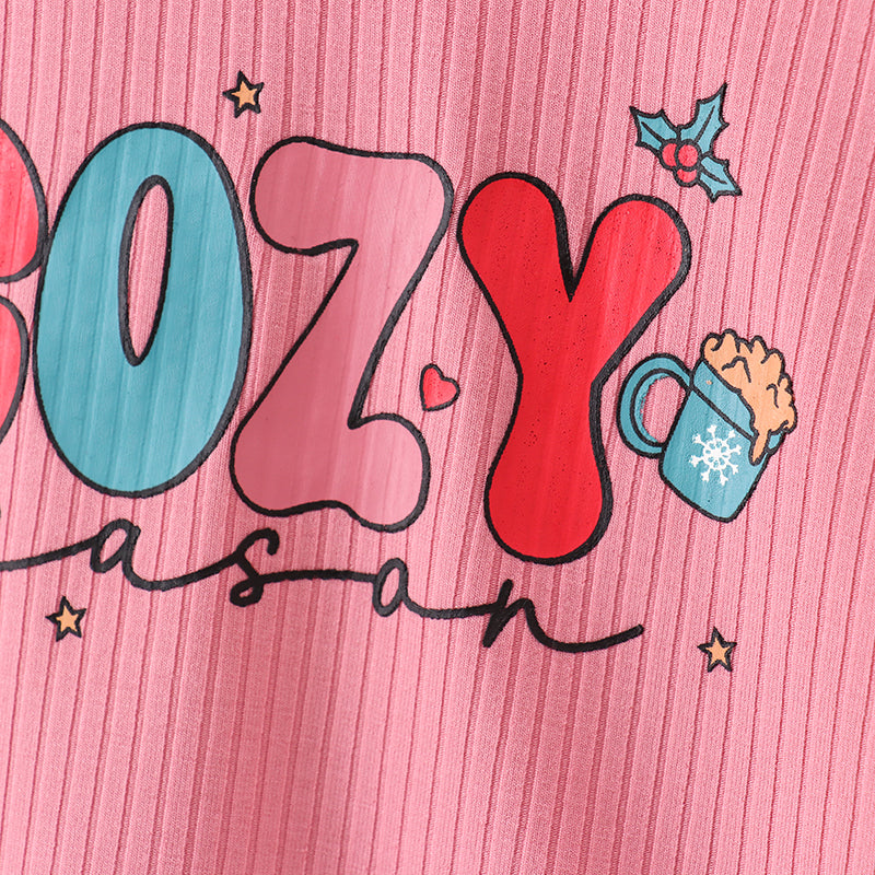 (In Stock E1-1-3)Girls Christmas COZY SEASON Print Outfit Set