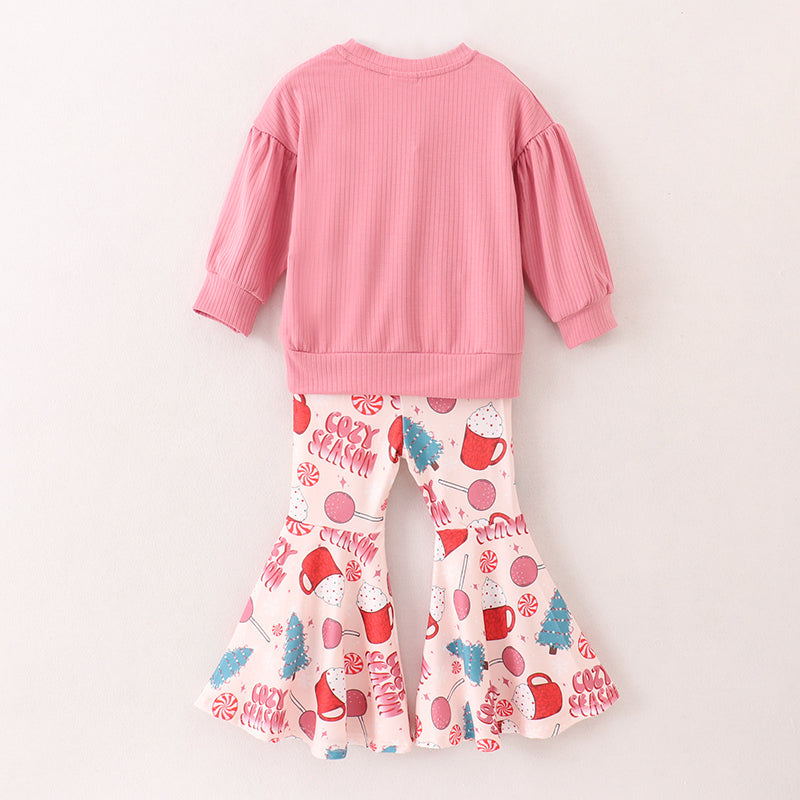 (In Stock E1-1-3)Girls Christmas COZY SEASON Print Outfit Set