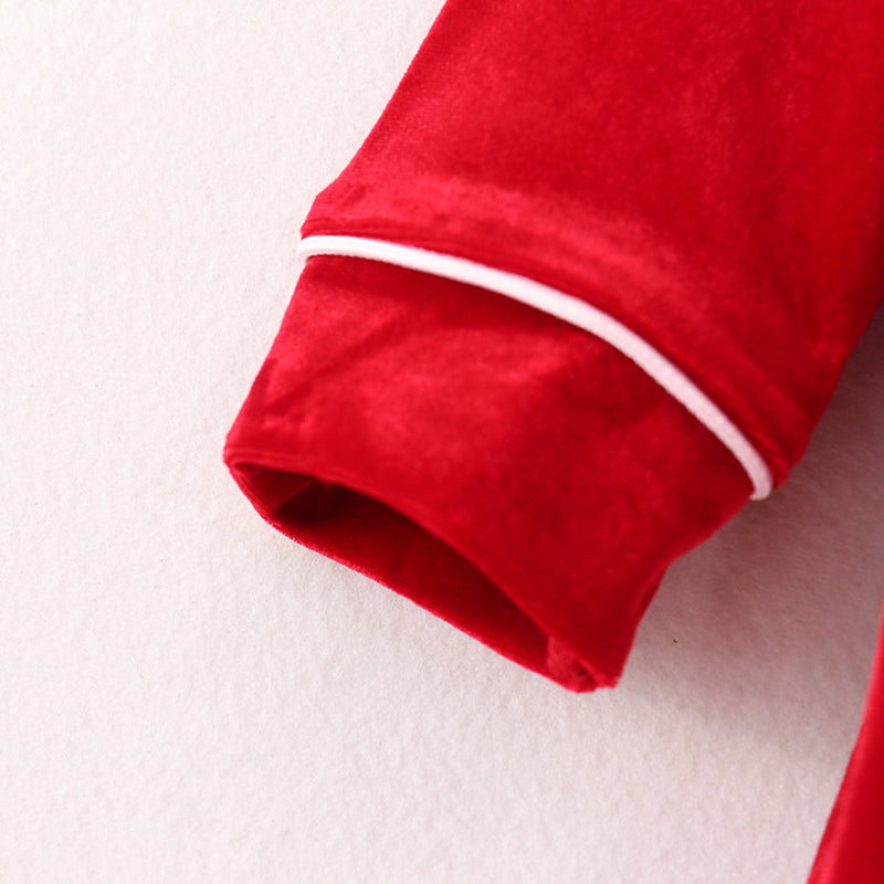(In Stock E1-4-3)Boys Christmas Red Velvet Pajamas