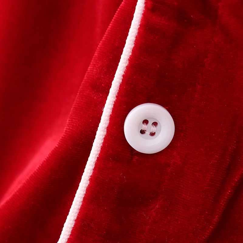 (In Stock E1-4-3)Boys Christmas Red Velvet Pajamas