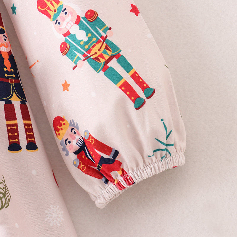 (In Stock E1-2-1)Girls Christmas Nutcracker Print Outfit Set