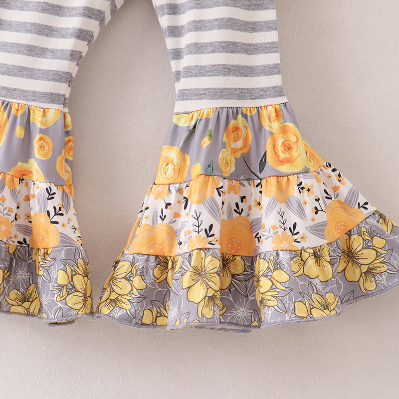 (In Stock E25-3-2)Fall Girls Floral Print Outfit Set