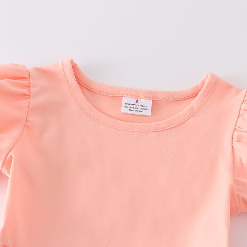 (In Stock)Girls Coral Pencil Embroidery Dress