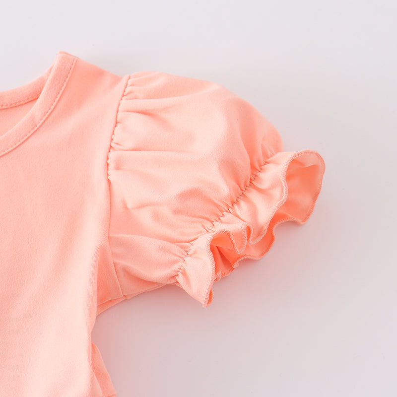 (In Stock)Girls Coral Pencil Embroidery Dress