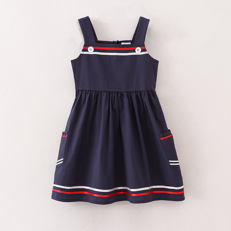 (In Stock)Girls Patriotic Print Cotton Slip Dress