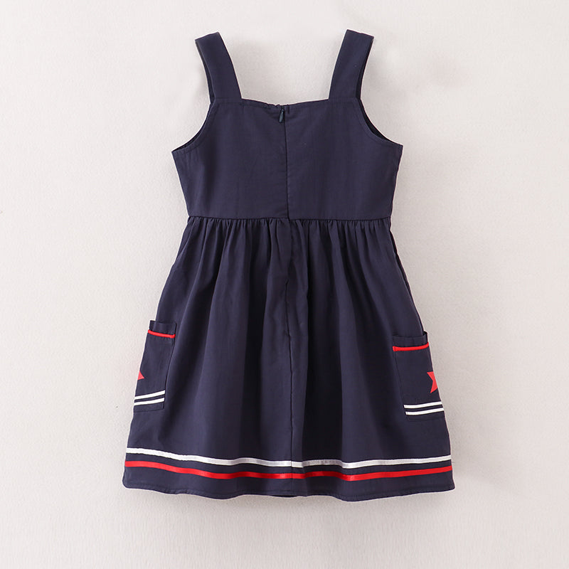 (In Stock)Girls Patriotic Print Cotton Slip Dress