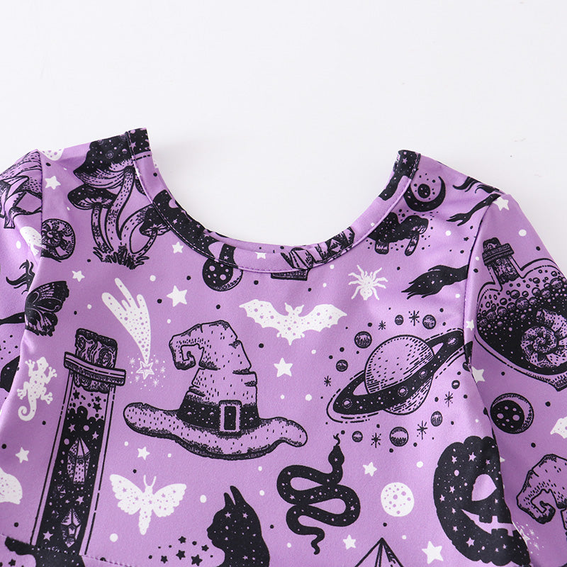 (In Stock E30-03-02)Girls Halloween Print Dress