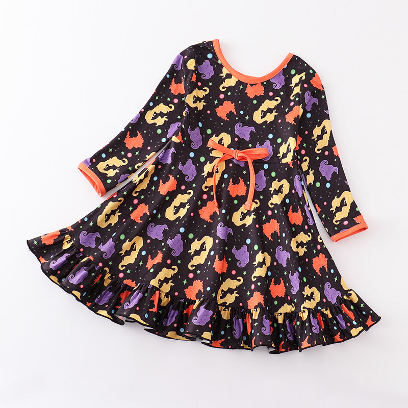 (In Stock E30-02-02)Girls Halloween Print Dress