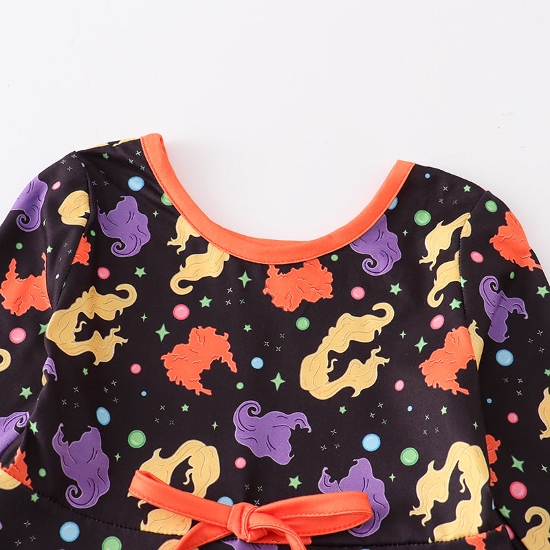 (In Stock E30-02-02)Girls Halloween Print Dress