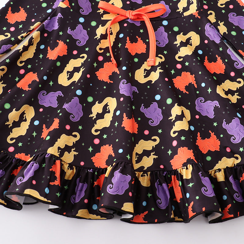 (In Stock E30-02-02)Girls Halloween Print Dress