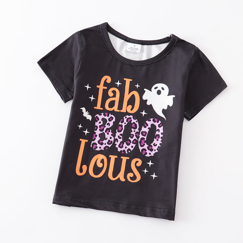 (In Stock E31-02-01)Girls Halloween Ghost Print Top