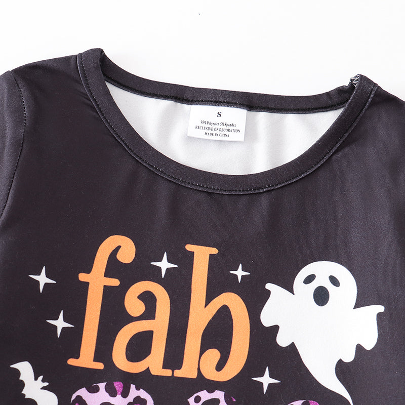 (In Stock E31-02-01)Girls Halloween Ghost Print Top