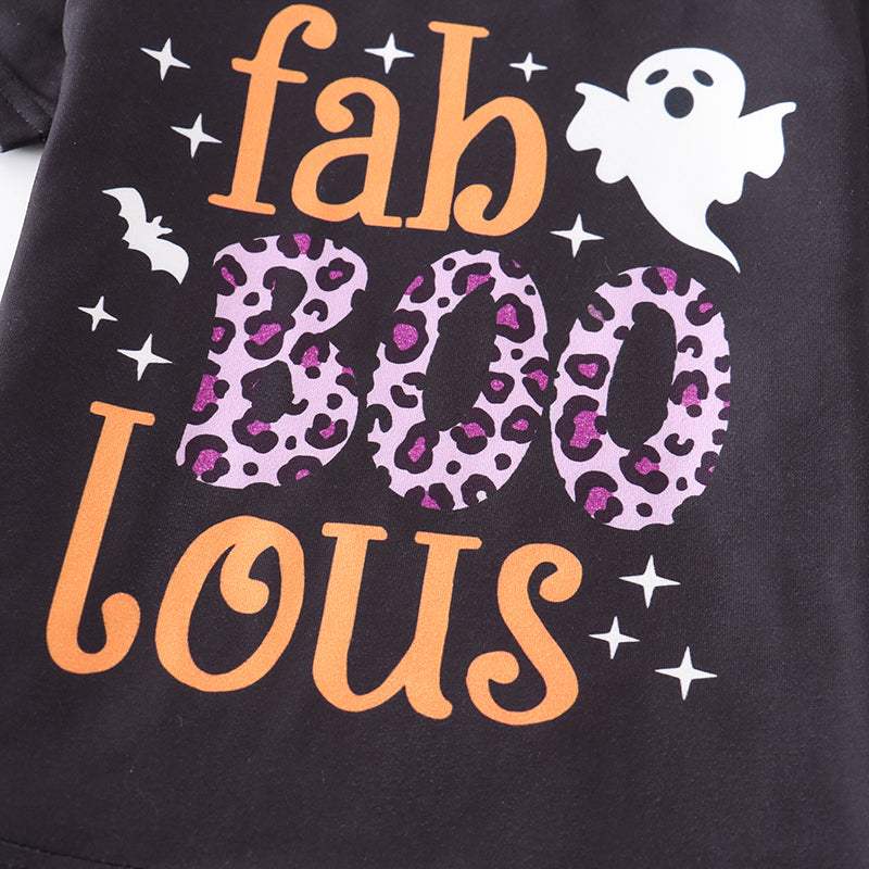 (In Stock E31-02-01)Girls Halloween Ghost Print Top