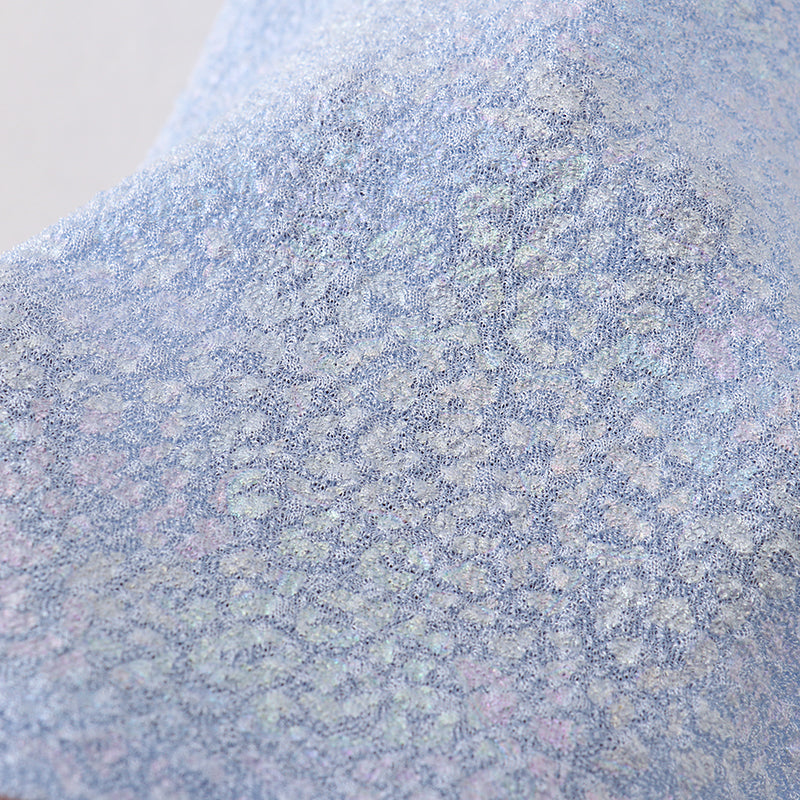 Girls Solid Ruffle Sleeve Embossed Bubble Cloth with Gold Foil Printing Dress