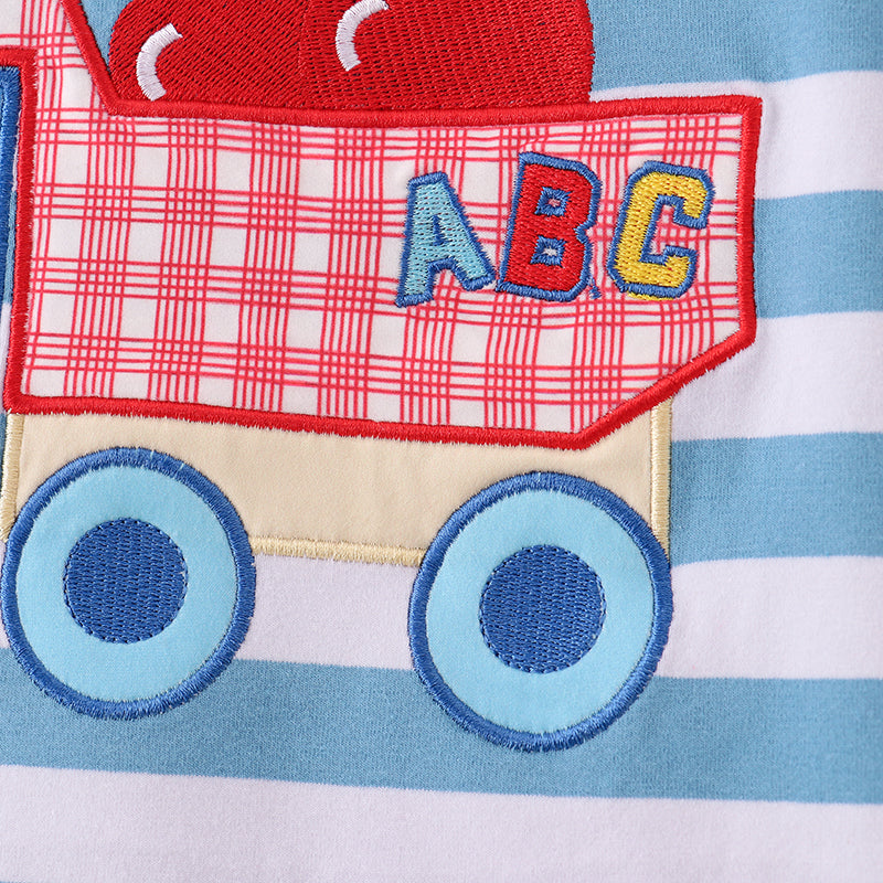 (In Stock)Boys Summer Back To School Embroidery Shorts Set